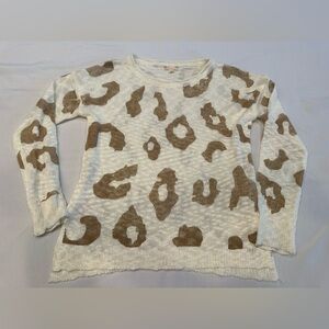 Hem & Thread Cream Knit Animal Print Sweater Size Medium